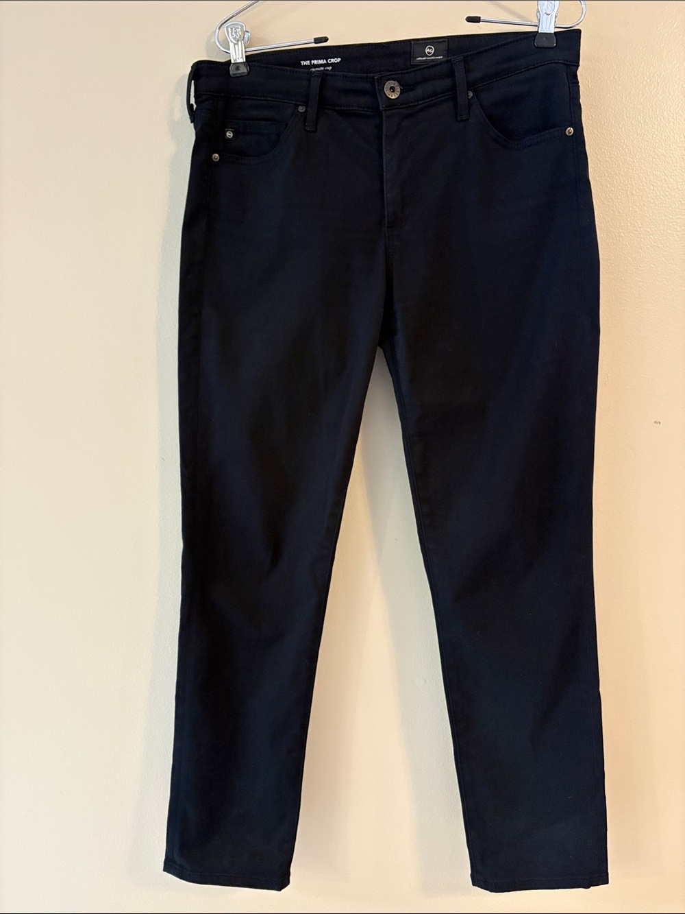 AG Adriano Goldschmied The Prima Crop Cigarette Jeans Size 28 Jet Black